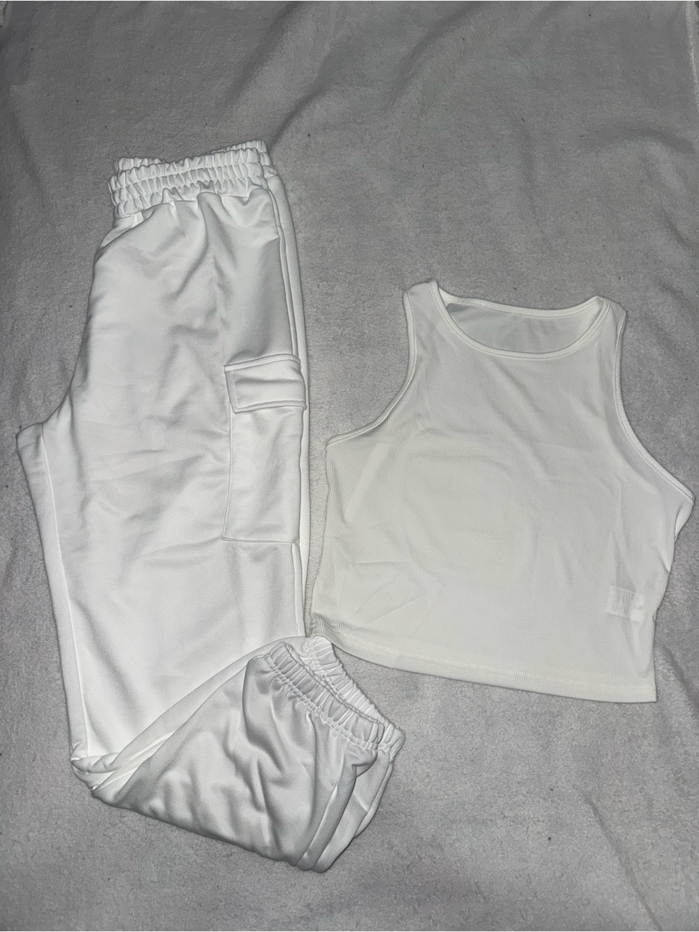 White Active Tank & Cargo Jogger Set
